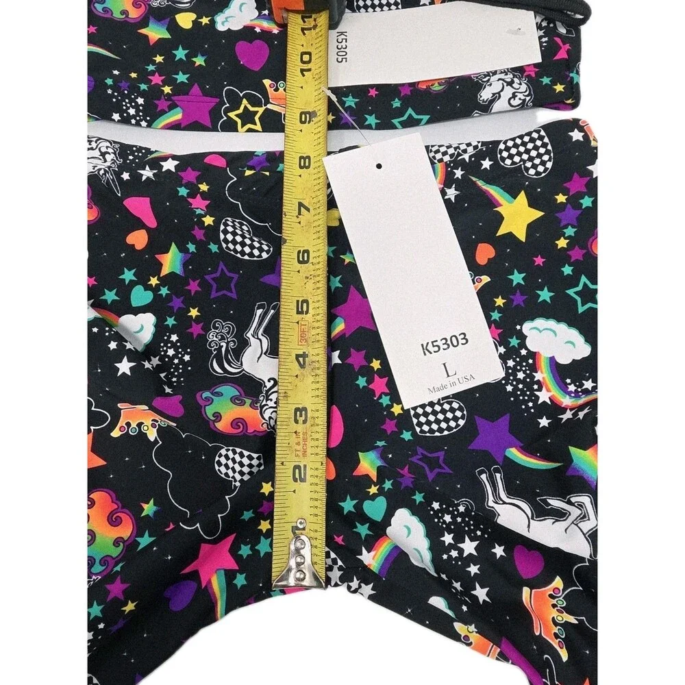 Duck Crossing VTG 90s Girls Neon Unicorn Party Dance Legging & Top Set Size L